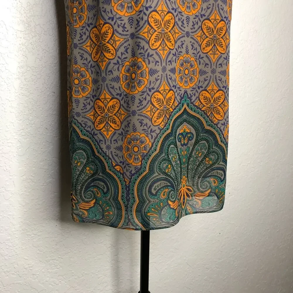 Cabi Arabesque Cami taupe orange green sleeveless top size Extra Small XS #3082